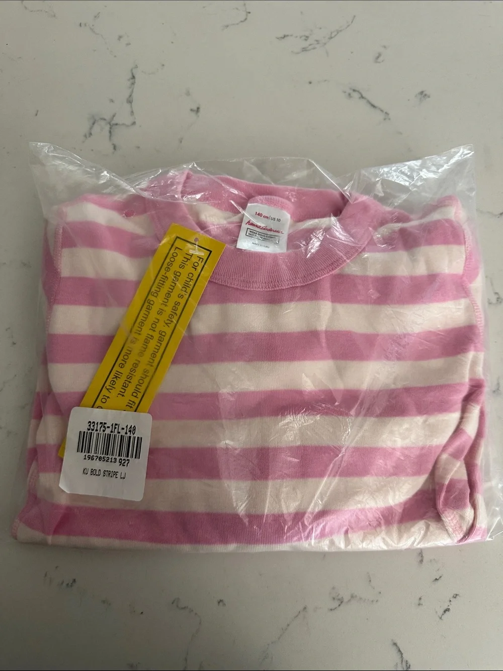 Hanna Andersson Pink and Cream Striped Long Sleeve Pajama set size 10
